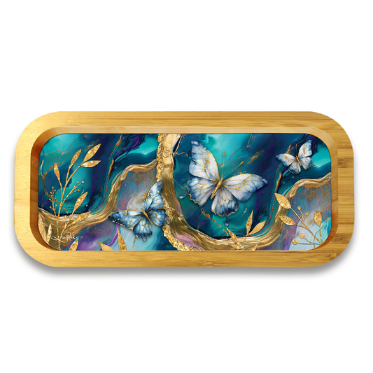 Bamboo Trinket Tray - Tranquil Butterflies