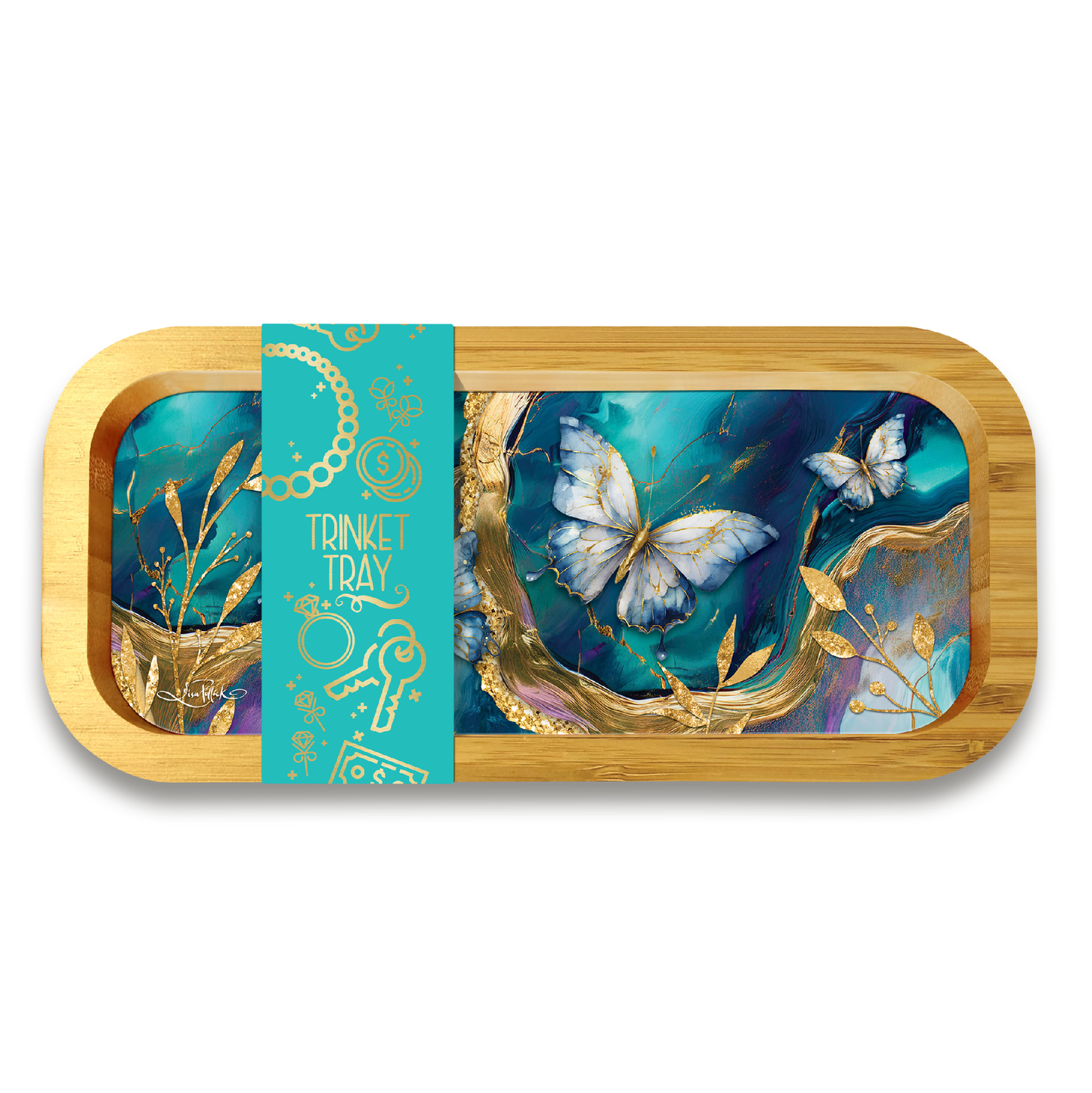 Bamboo Trinket Tray - Tranquil Butterflies