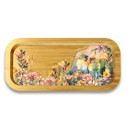 Bamboo Trinket Tray - Sunset Love Birds