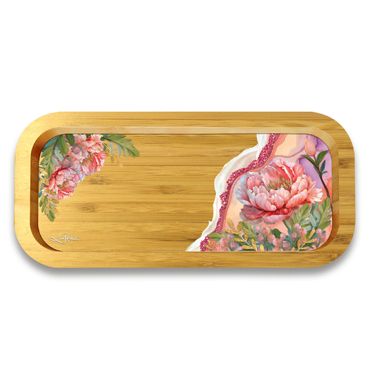 Bamboo Trinket Tray - Coral Peony