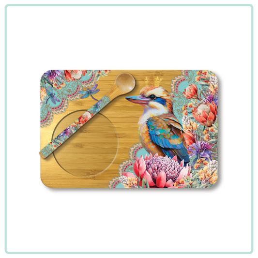 Bamboo Tea Time Tray With Spoon [desn:coral Peony]