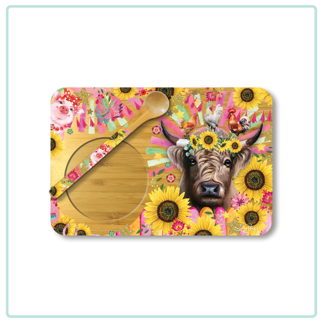 Bamboo Tea Time Tray With Spoon [desn:coral Peony]
