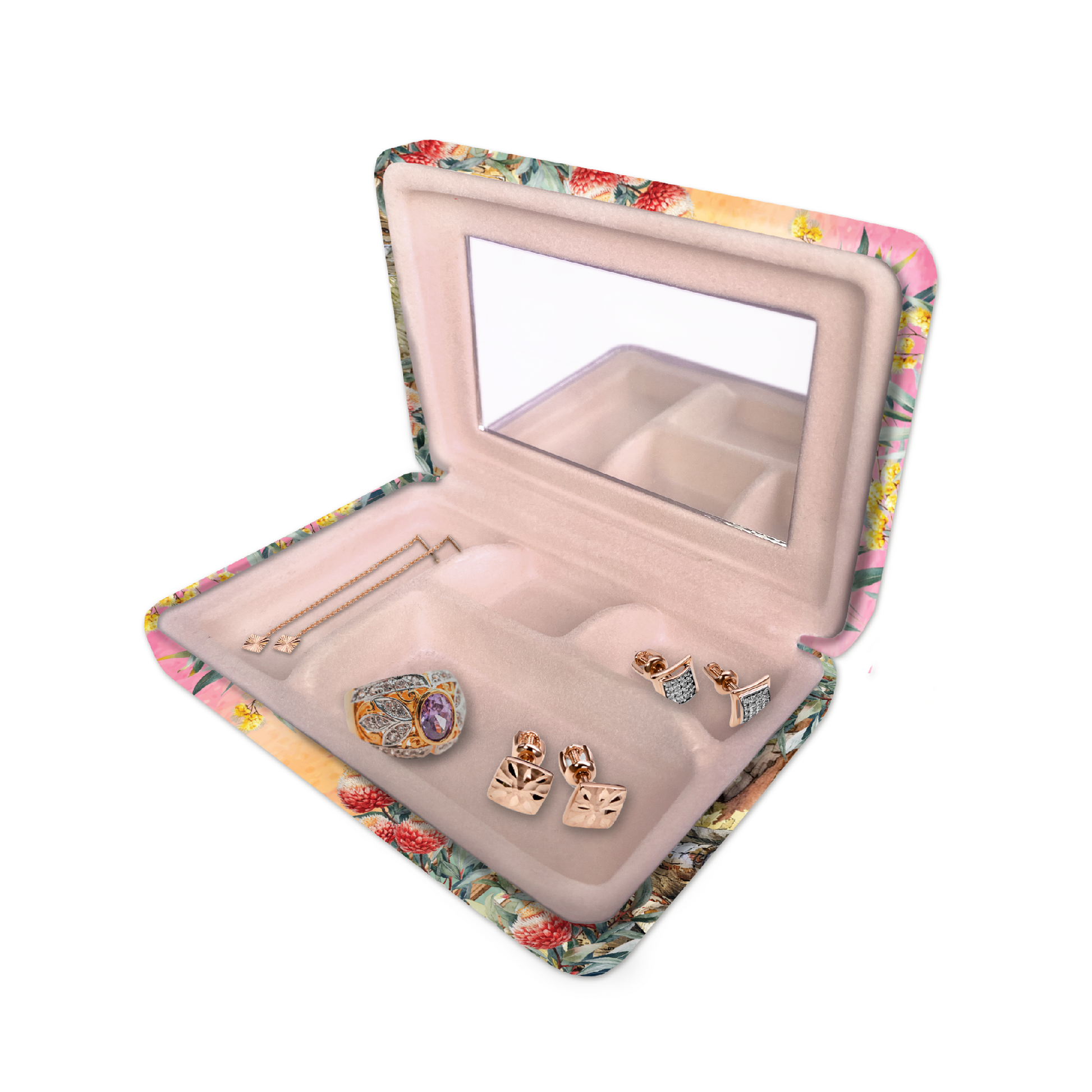 Small Jewellery Case W/ Gold Foil Cover [desn:vintage Kooka]