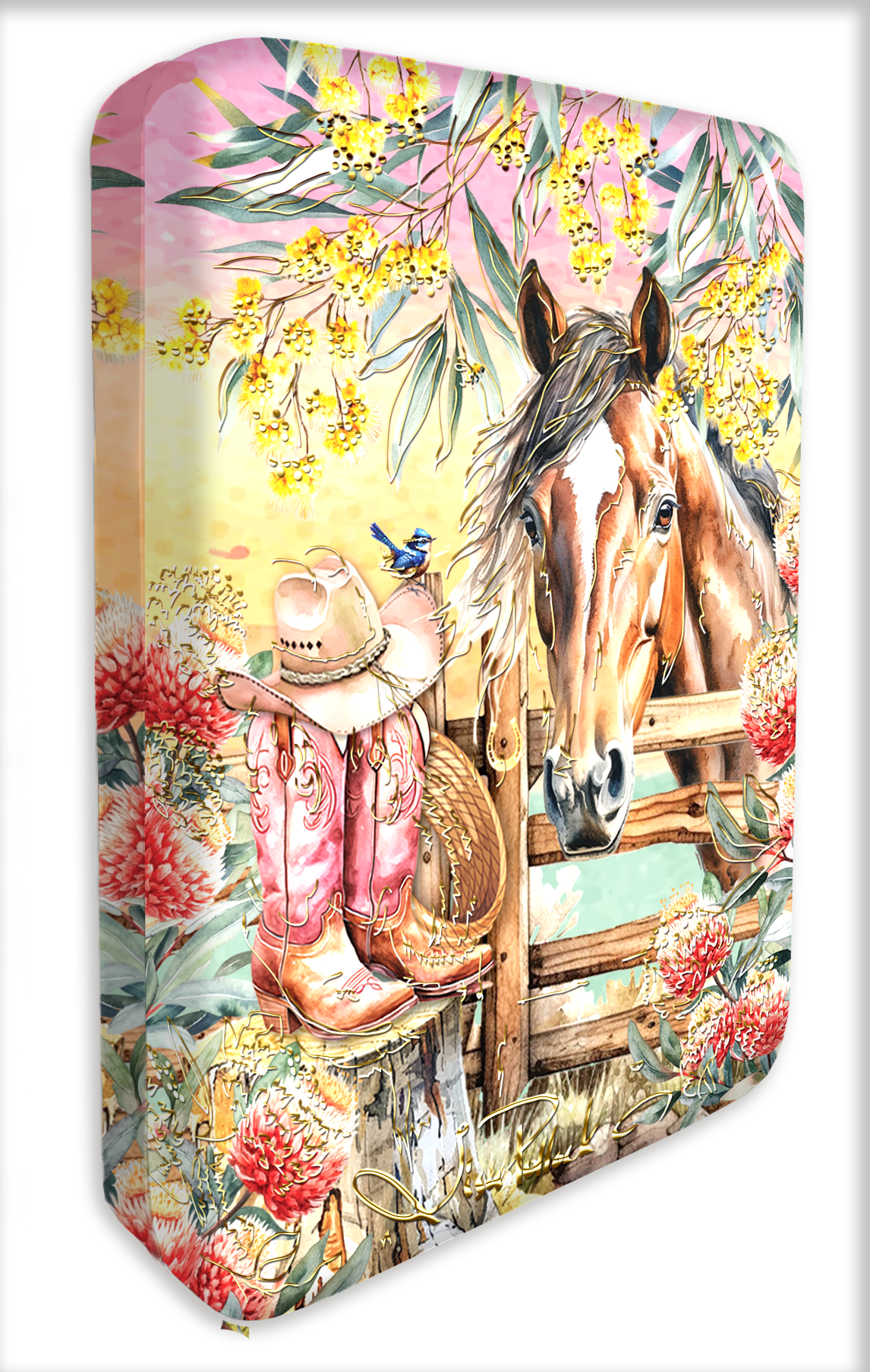 Small Jewellery Case W/ Gold Foil Cover [desn:vintage Kooka]