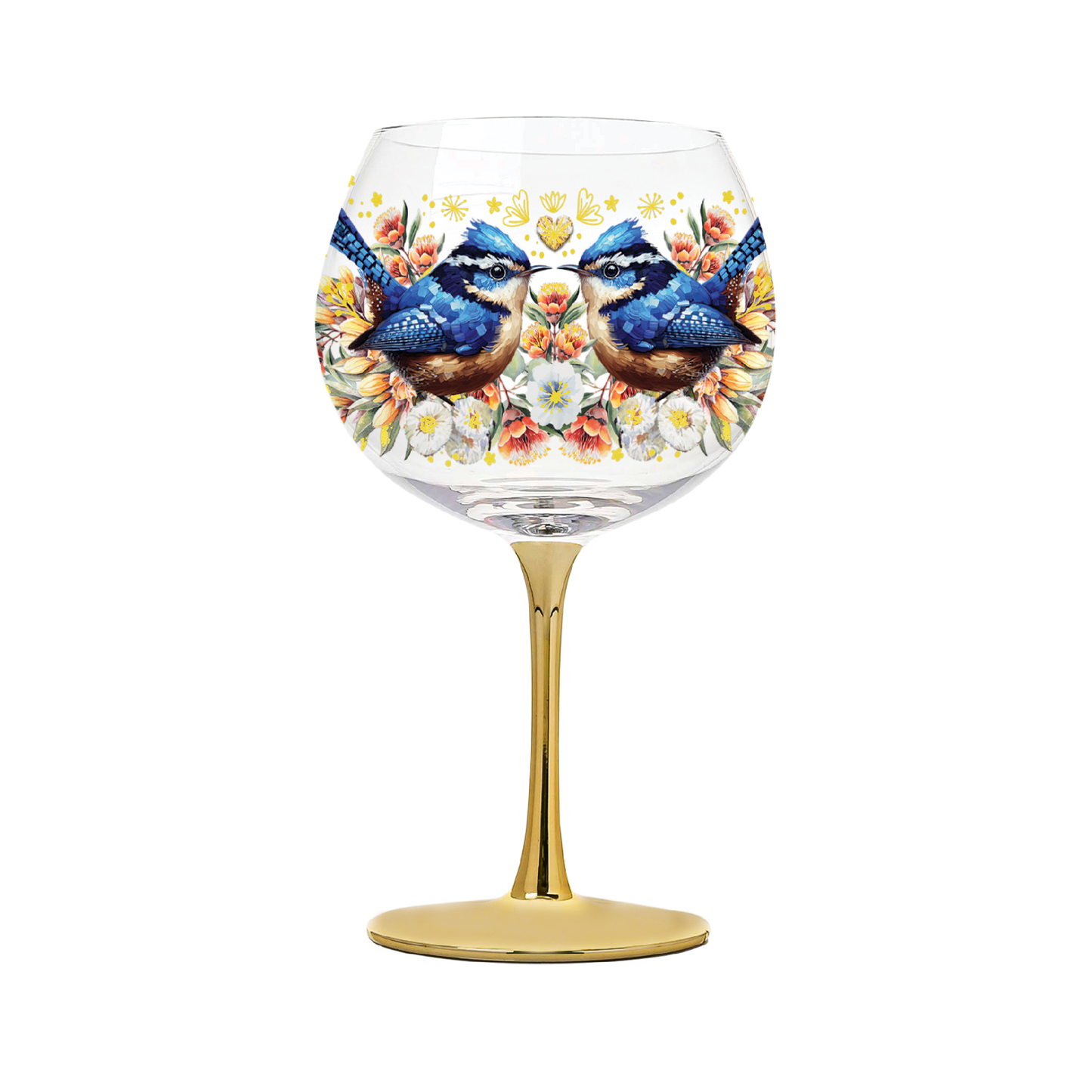 Golden Glamour Glass - Royal Wrens
