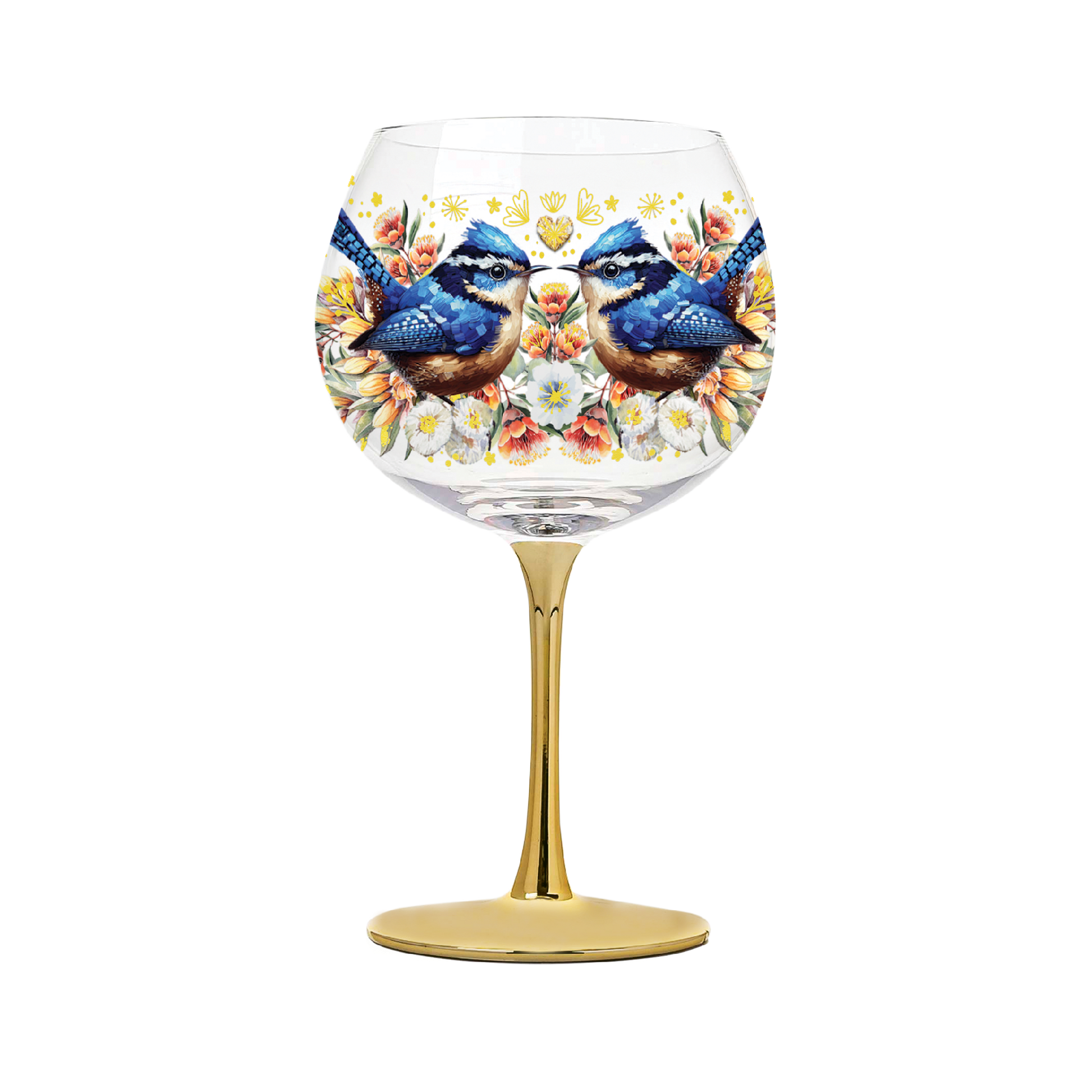 Golden Glamour Glass - Royal Wrens