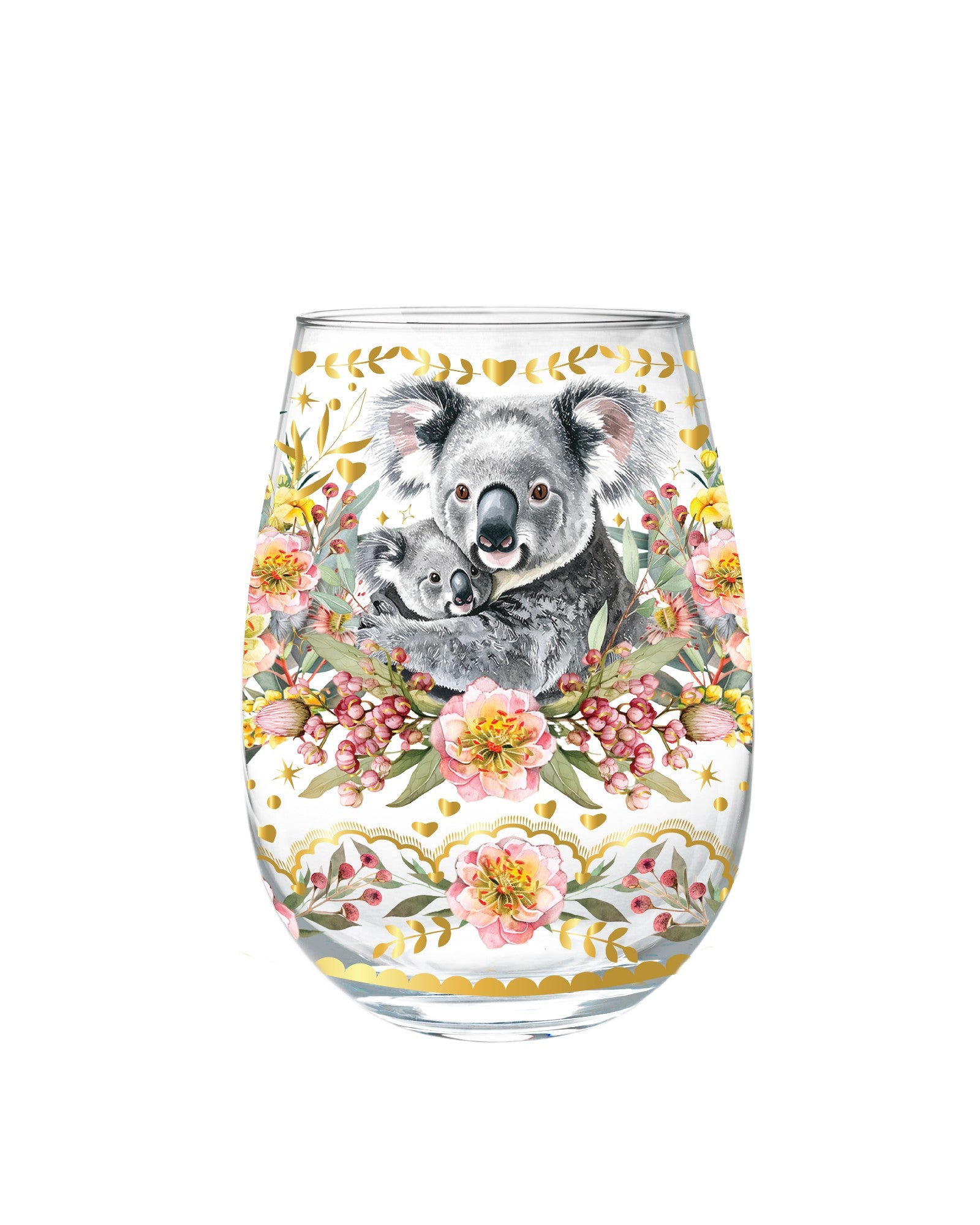 Golden Glamour Stemless Glasses [desn:butterfly Orchids]