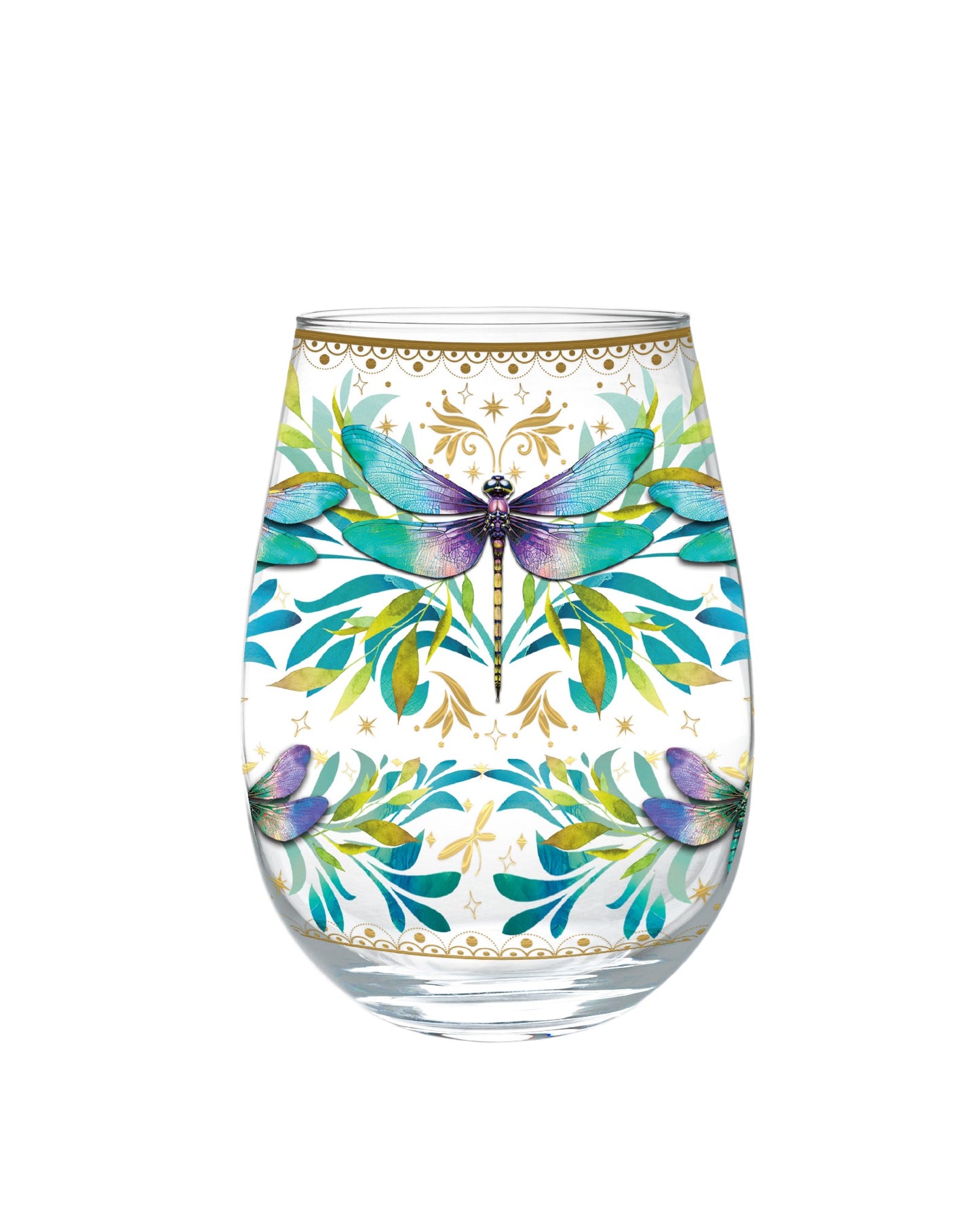 Golden Glamour Stemless Glasses [desn:butterfly Orchids]