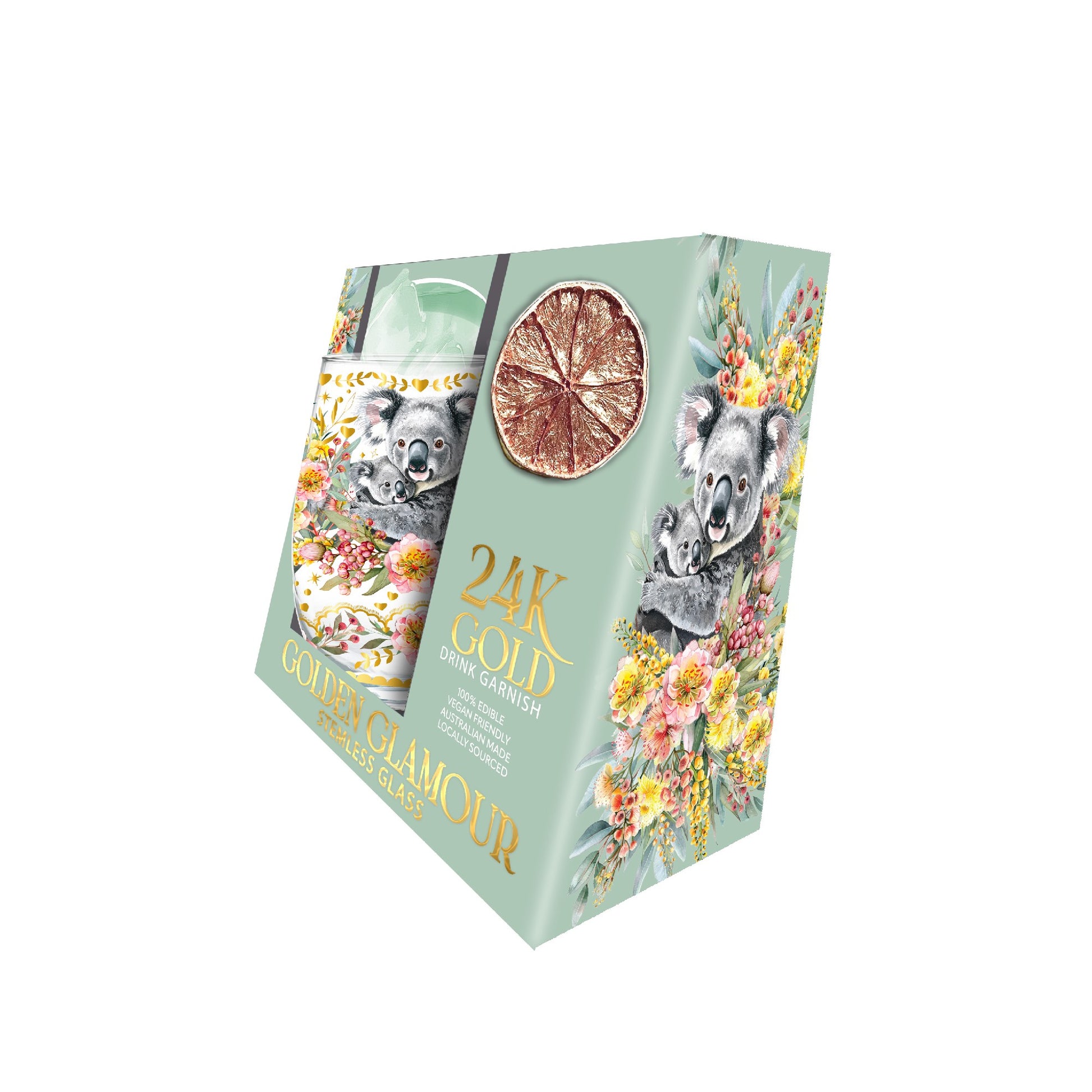 Golden Glamour Stemless Glasses [desn:butterfly Orchids]