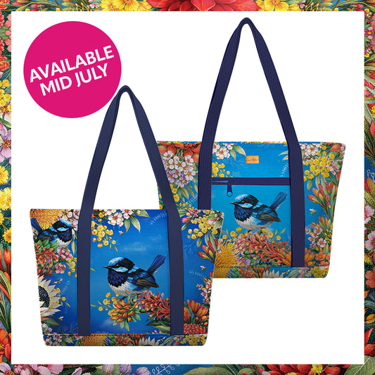 Large Tote Cooloer Bag - Floral Fairy Wren