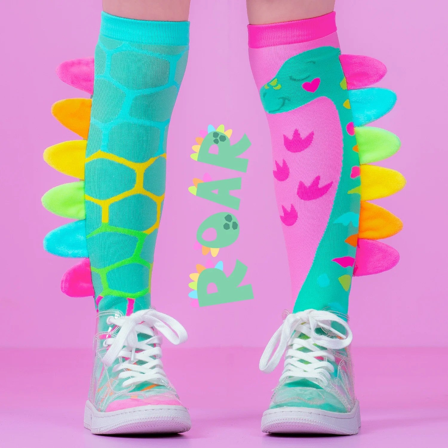 Madmia Socks [desn:pink Roar Dino]