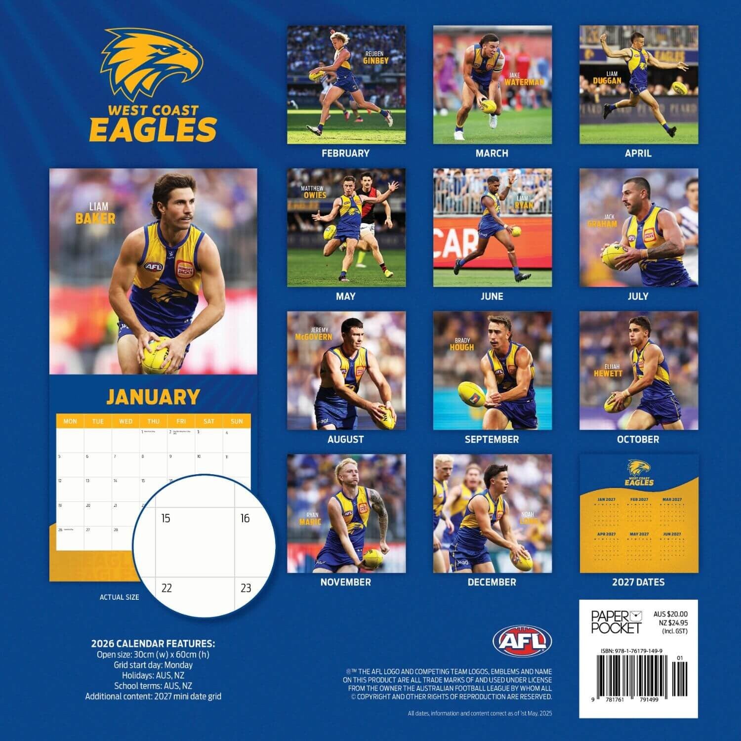 Afl West Coast Eagles Calendar: 2026